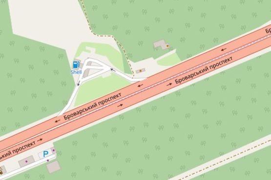 Схема рекламной плоскости по адресу Броварський просп., на в'їзд до Броварів
