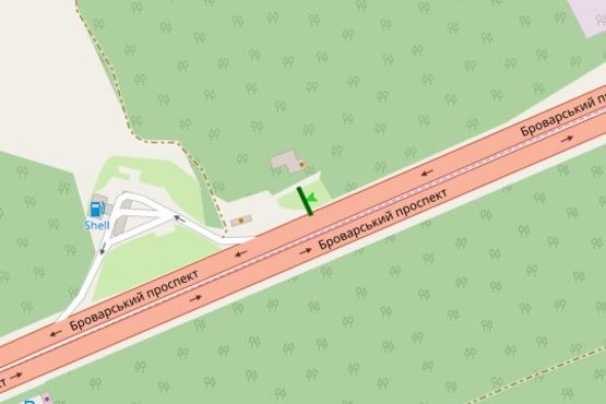 Схема рекламної площини за адресою Броварський просп., виїзд з Броварів в напрямку Києва (АЗС Shell)