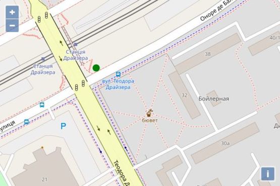 Схема рекламной плоскости по адресу Оноре де Бальзака вул.,  38 напроти