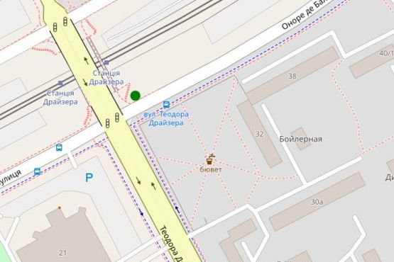 Схема рекламной плоскости по адресу Оноре де Бальзака вул.,  38 напроти