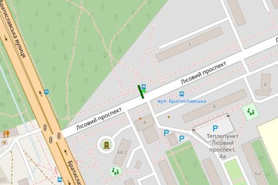 Схема рекламной плоскости по адресу Лісовий просп., 3 (в направл. Братиславськой)