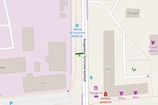 Схема рекламної площини за адресою Академіка Туполєва вул., 98/2  - Перемоги вул.