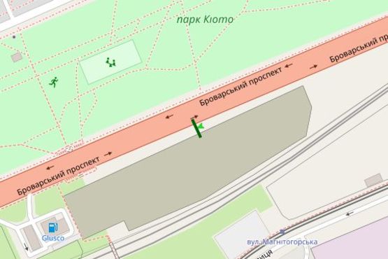 Схема рекламної площини за адресою Броварський просп., між ст. метро "Лісова" і "Чернігівська"