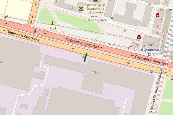 Схема рекламної площини за адресою Перемоги просп., напроти №50