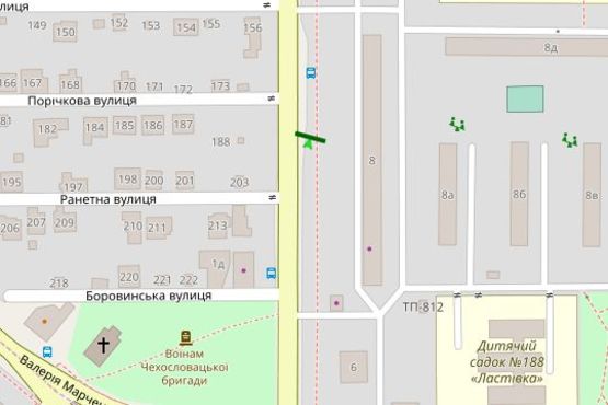 Схема рекламной плоскости по адресу Маршала Гречка вул., 8