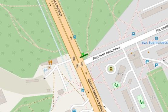 Схема рекламной плоскости по адресу Братиславська вул. - Лісовий просп.