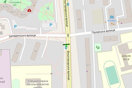 Схема рекламной плоскости по адресу Вишгородська вул. - Западинська вул.