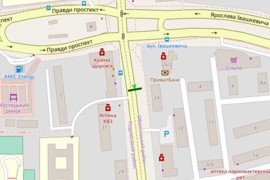 Схема рекламной плоскости по адресу Вишгородська вул., 24