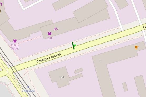 Схема рекламной плоскости по адресу Сирецька вул., 9 Б напроти