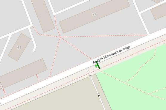 Схема рекламной плоскости по адресу Андрія Малишка вул., 29 напроти