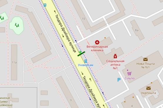 Схема рекламної площини за адресою Драйзера Теодора вул., 8