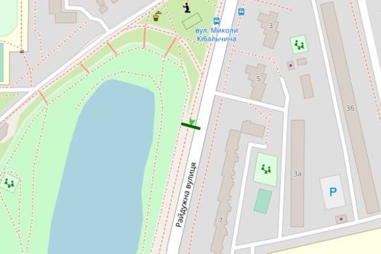 Схема рекламної площини за адресою Райдужна вул., напроти №7