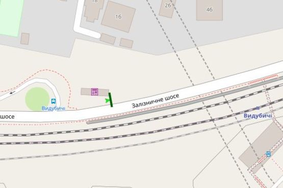 Схема рекламной плоскости по адресу Залізничне шосе, Залізнична Станція "Видубичі" (в напрямку Наддніпрянського шосе)