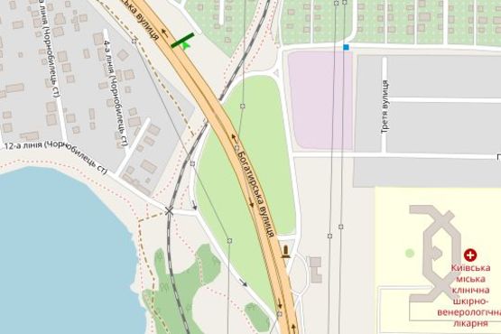 Схема рекламної площини за адресою Богатирська вул., 550 метрів від заправки "ОККО" (в напрямку Вишгороду)