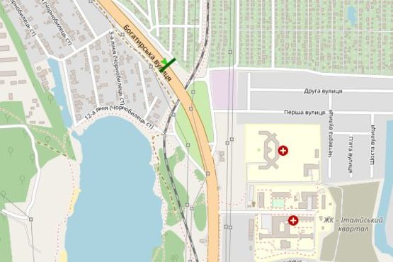 Схема рекламной плоскости по адресу Богатирська вул., 550 метрів від заправки "ОККО" (в напрямку Києва)