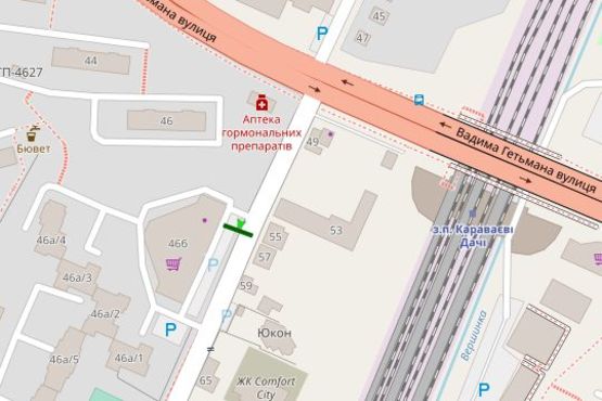 Схема рекламной плоскости по адресу Польова вул., 46 Б  "ЕКО маркет"