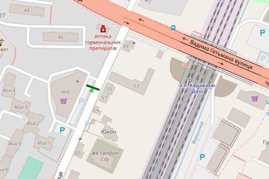 Схема рекламной плоскости по адресу Польова вул., 46 Б  "ЕКО маркет"