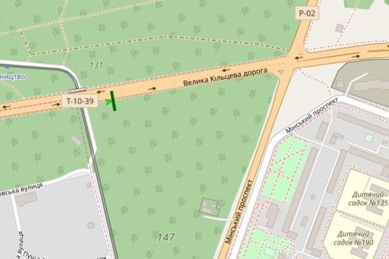 Схема рекламной плоскости по адресу Велика Кільцева дорога, 450м до перехр. з Мінским просп. (в напрямку Мінського просп.)