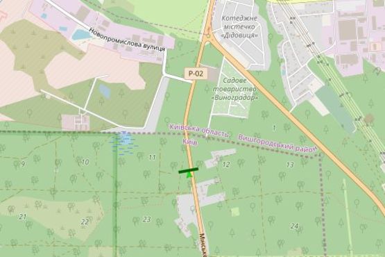 Схема рекламної площини за адресою Мінський просп., 1,1 км до розв'язки з Богатирської (в напрямку Богатирської)