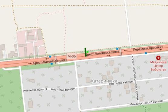 Схема рекламной плоскости по адресу Брест-Литовське шосе, 17 напроти (в напрямку Житомира)