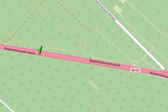 Схема рекламной плоскости по адресу Бориспільське шосе, 3,2 км до Києва (в напрямку Борисполя)