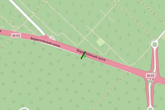 Схема рекламной плоскости по адресу Бориспільське шосе, 4,2 км від Києва (в напрямку Києва)