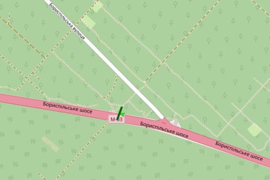 Схема рекламной плоскости по адресу Бориспільське шосе, 3,4 км до Києва (в напрямку Києва)