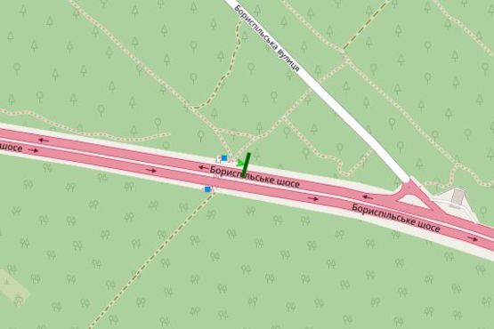 Схема рекламной плоскости по адресу Бориспільське шосе, 3,4 км до Києва (в напрямку Борисполя)