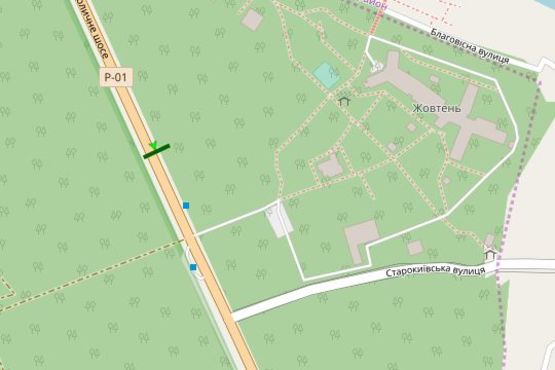 Схема рекламной плоскости по адресу Столичне шосе, 150 метрів від виїзду з саноторія "Жовтень" (в напрямку Обухова)