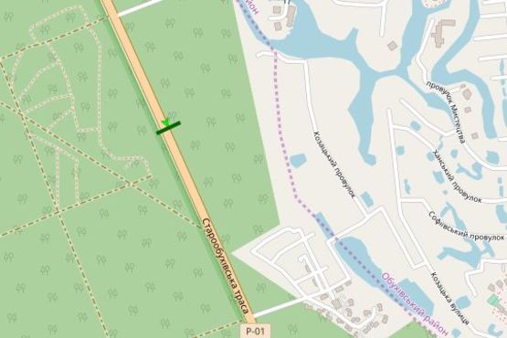 Схема рекламної площини за адресою Столичне шосе, (Конча-Заспа) км 27+800 (в напрямку Обухова)