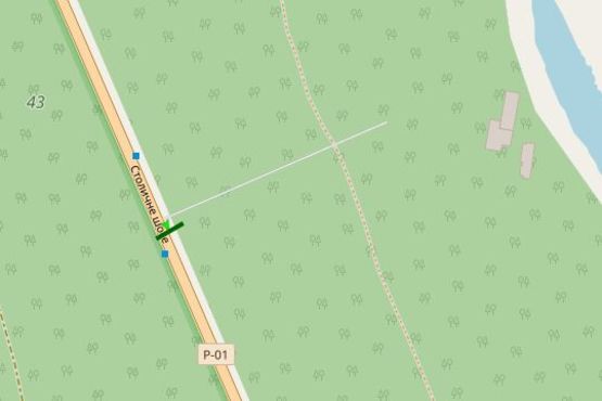 Схема рекламной плоскости по адресу Столичне шосе, 1,4 км до бази "Динамо" (в напрямку Обухова)