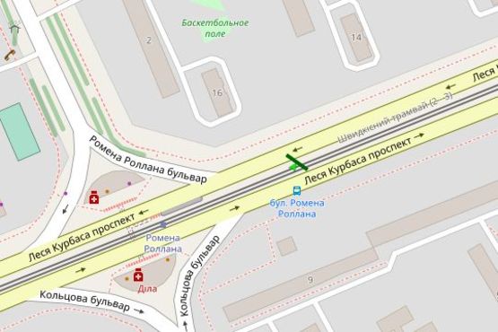 Схема рекламної площини за адресою Леся Курбаса просп., 16 на розподілювачі