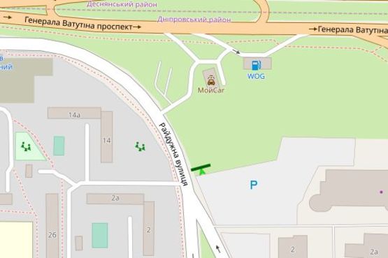 Схема рекламной плоскости по адресу Райдужна вул., напроти буд. 14 Апо просп.Шухевича