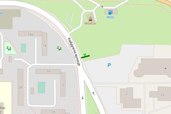 Схема рекламной плоскости по адресу Райдужна вул., напроти буд. 14 Апо просп.Шухевича