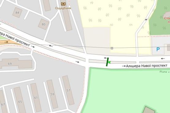 Схема рекламної площини за адресою Алішера Навої просп. - Воскресенська вул., на розподілювачі (в напрямку Перова)