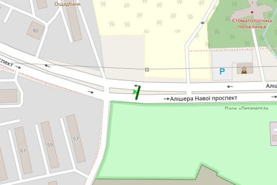 Схема рекламной плоскости по адресу Алішера Навої просп. - Воскресенська вул., на розподілювачі (в напрямку Миропільськой)