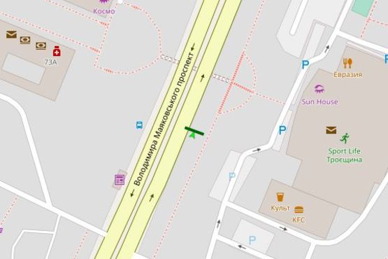 Схема рекламной плоскости по адресу Володимира Маяковського просп., 73 "СпортЛайф"