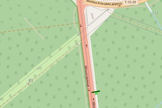 Схема рекламной плоскости по адресу Міська вул., 400 метрів до перехрестя з Великой Кыльцевой дорогою