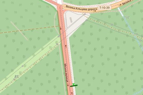 Схема рекламної площини за адресою Міська вул., 400 метрів до перехрестя з Великой Кыльцевой дорогою