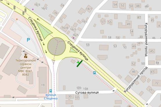 Схема рекламной плоскости по адресу Стеценка вул. - Академіка Туполєва вул.