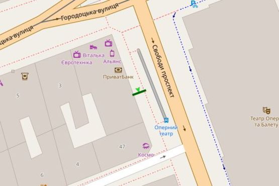 Схема рекламной плоскости по адресу Свободи просп., 49 (№2)