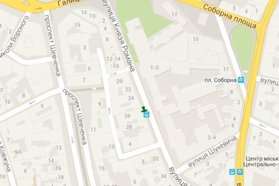 Схема рекламной плоскости по адресу Князя Романа вул., 26