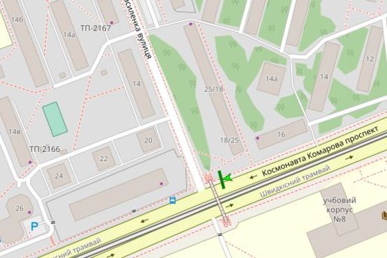 Схема рекламної площини за адресою Космонавта Комарова просп. - Миколи Василенка вул., 25/18