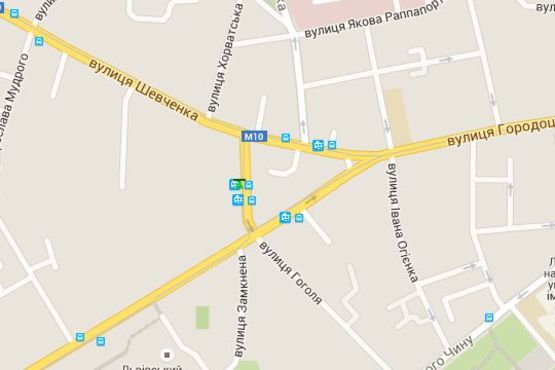 Схема рекламной плоскости по адресу Тараса Шевченка вул. (Шевченка Тараса вул.), 1 (театр ім. Л. Українки)