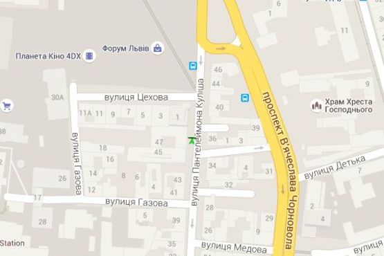 Схема рекламної площини за адресою Пантелеймона Куліша вул., 47