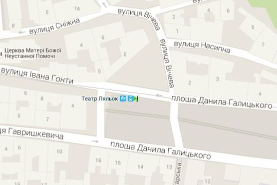 Схема рекламной плоскости по адресу Данила Галицького пл. (театр кукол)