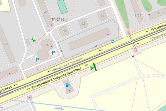 Схема рекламной плоскости по адресу Космонавта Комарова просп., 1-3