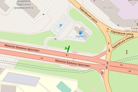 Схема рекламної площини за адресою Миколи Бажана просп., 196, навпроти (в напрямку Борисполя)
