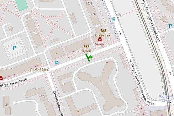 Схема рекламной плоскости по адресу Княжий Затон вул., 2/30 напроти