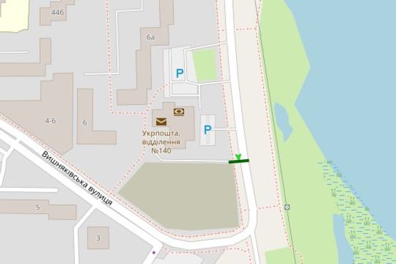 Схема рекламной плоскости по адресу Ревуцького вул. - Вишняківська вул.